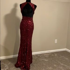 Burgundy Sequined Maxi Dress